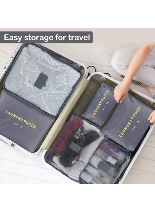 TRAVEL 6pcs Lightweight Packing Cubes – Convenient and Organized Luggage Solution for Clothes, Shoes & Toiletries-gray - Image 2